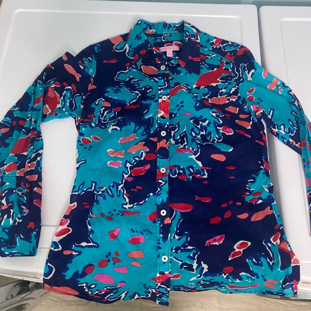 Lilly Pulitzer Button Down Long Sleeve Shirt Size 6